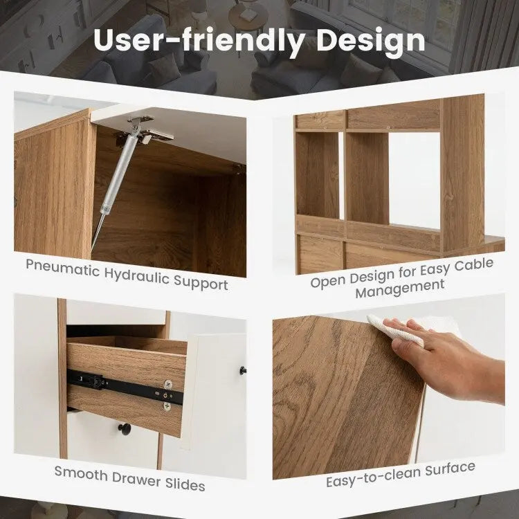 71 Inch Kitchen Pantry with 3 Storage Cabinet and 3 Deep Drawers