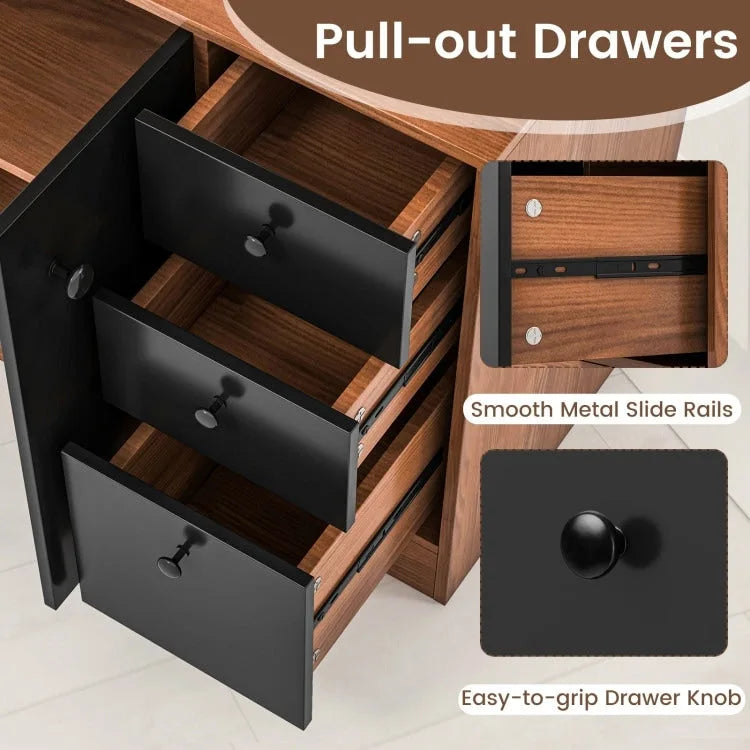 71 Inch Kitchen Pantry with 3 Storage Cabinet and 3 Deep Drawers