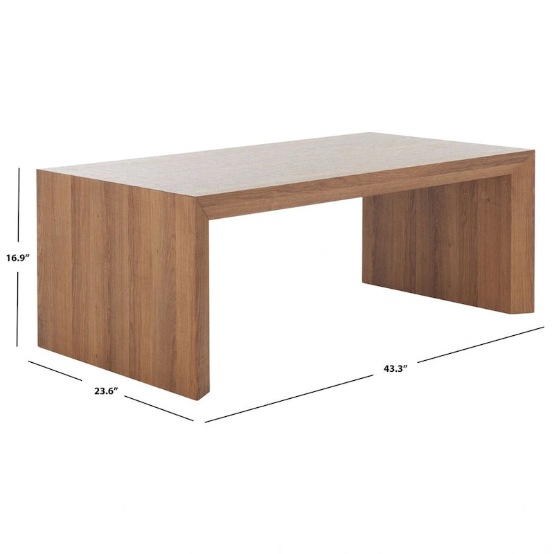 Wood Veneer Waterfall Edge Coffee Table