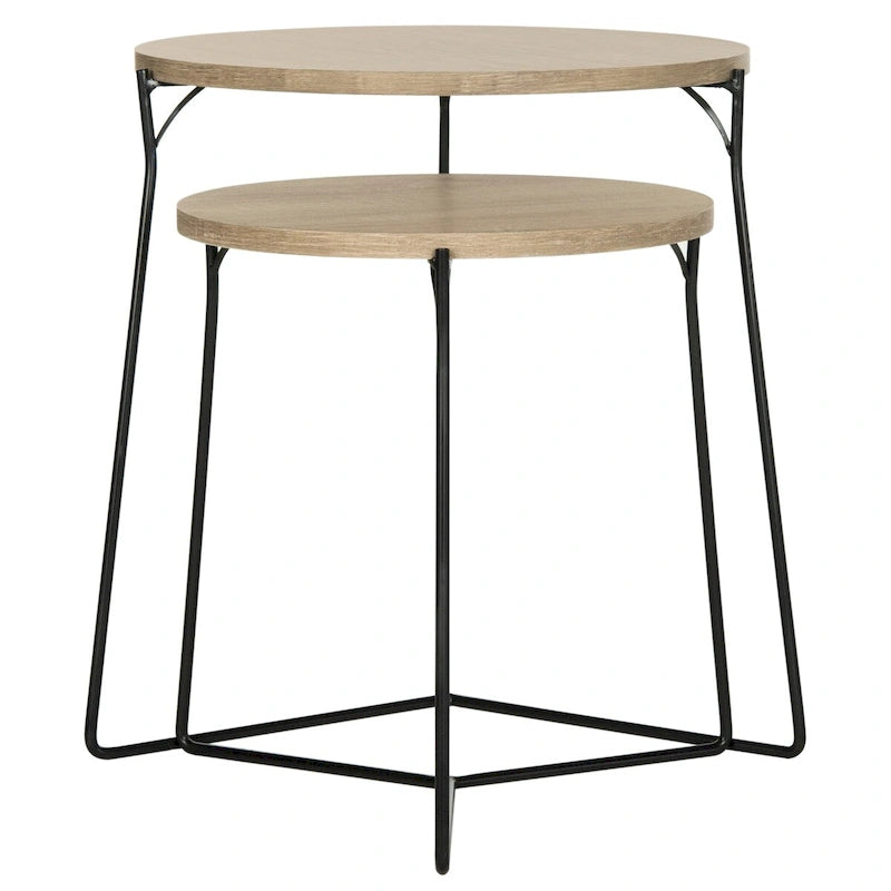 Mid-Century Stacking End Table with Iron Base