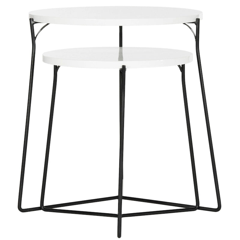 Mid-Century Stacking End Table with Iron Base