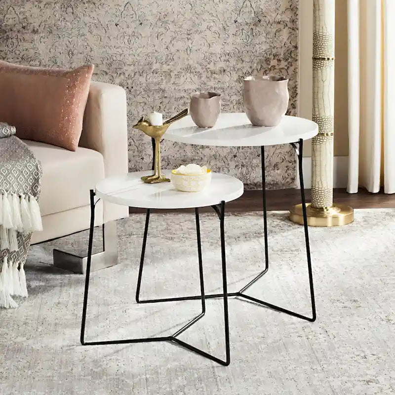 Mid-Century Stacking End Table with Iron Base