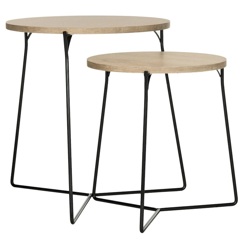 Mid-Century Stacking End Table with Iron Base
