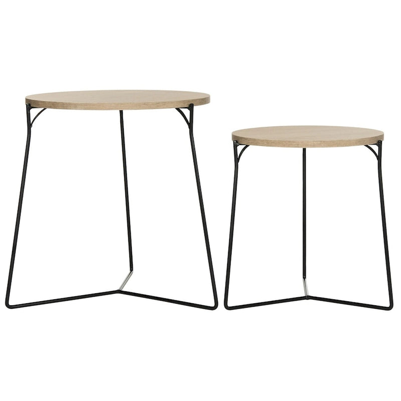 Mid-Century Stacking End Table with Iron Base