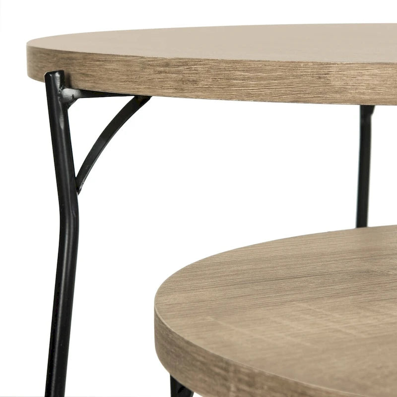 Mid-Century Stacking End Table with Iron Base