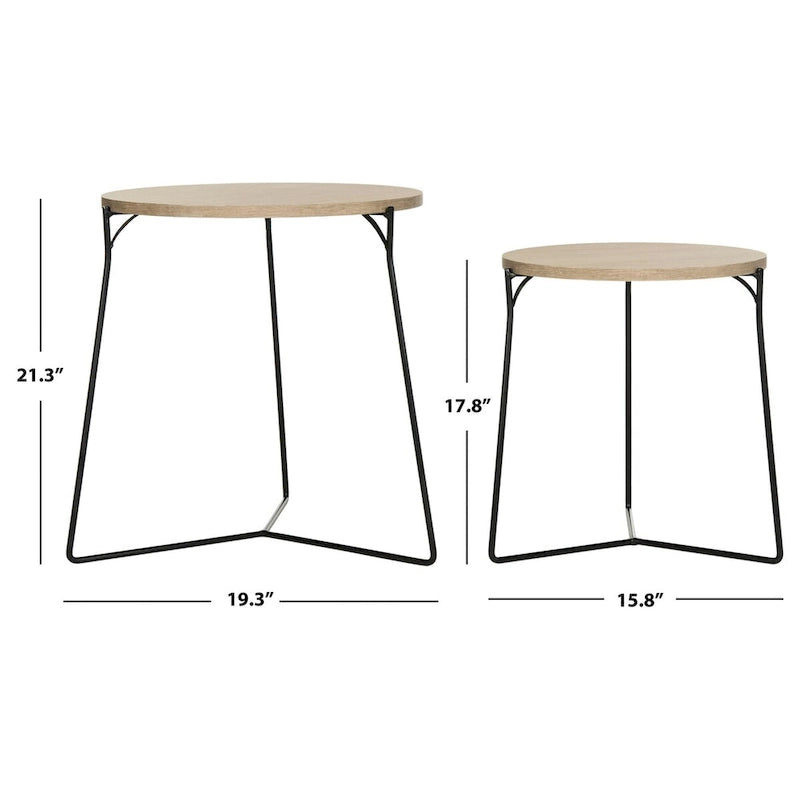 Mid-Century Stacking End Table with Iron Base