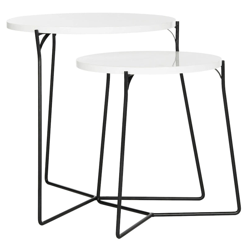Mid-Century Stacking End Table with Iron Base