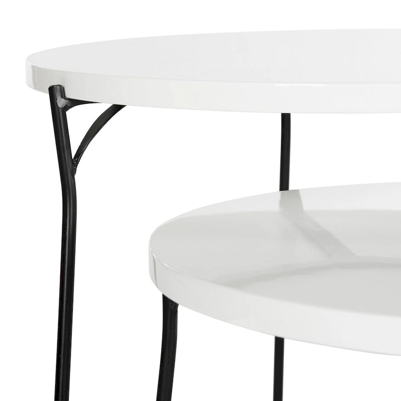 Mid-Century Stacking End Table with Iron Base