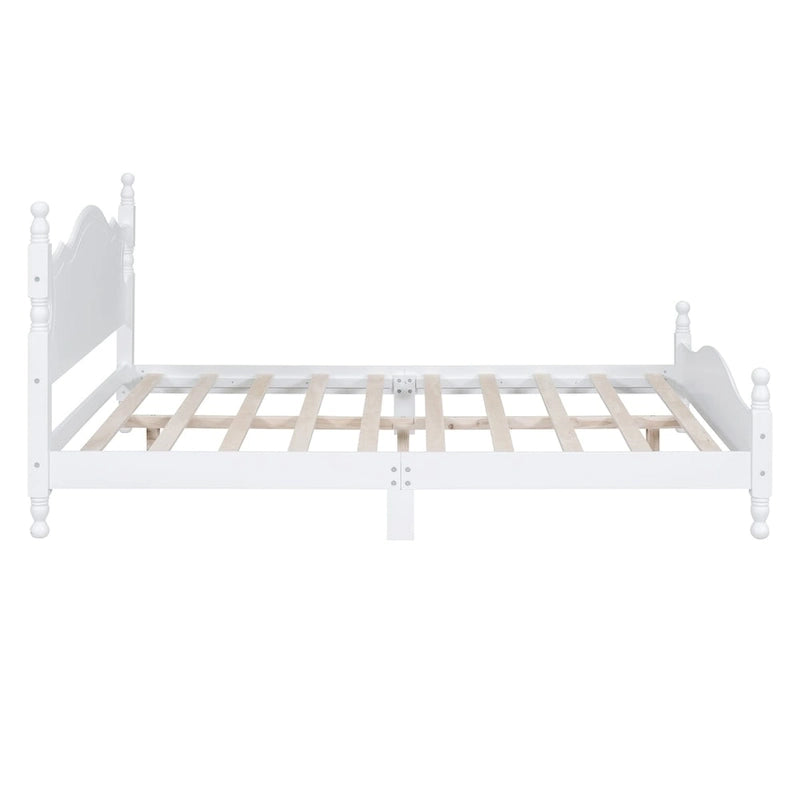 Retro Style Platform Bed with Wooden Slat Support