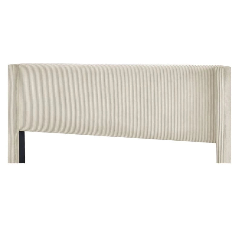 Queen Size Corduroy Platform Bed with Metal Legs