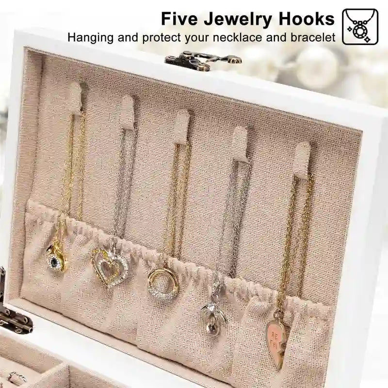 Rustic Solid Wood Jewelry Box with Bronze Lock