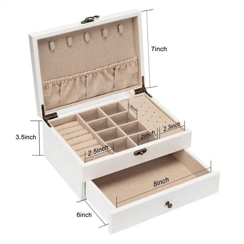 Rustic Solid Wood Jewelry Box with Bronze Lock