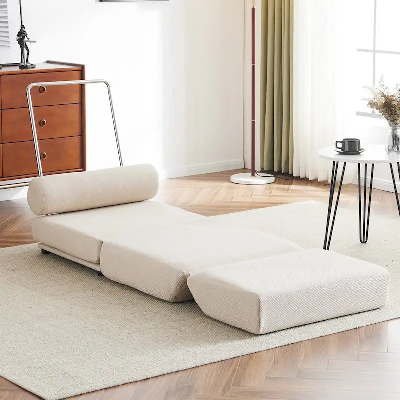 Foldable Single Sofa Chair Bed with Pillow Linen Fabric
