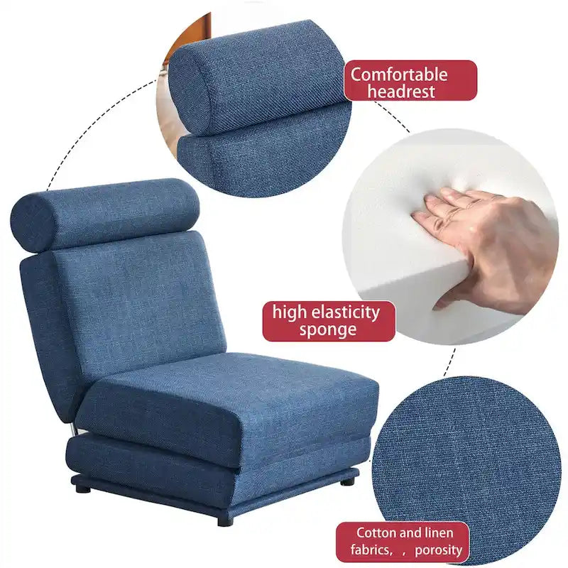 Foldable Single Sofa Chair Bed with Pillow Linen Fabric