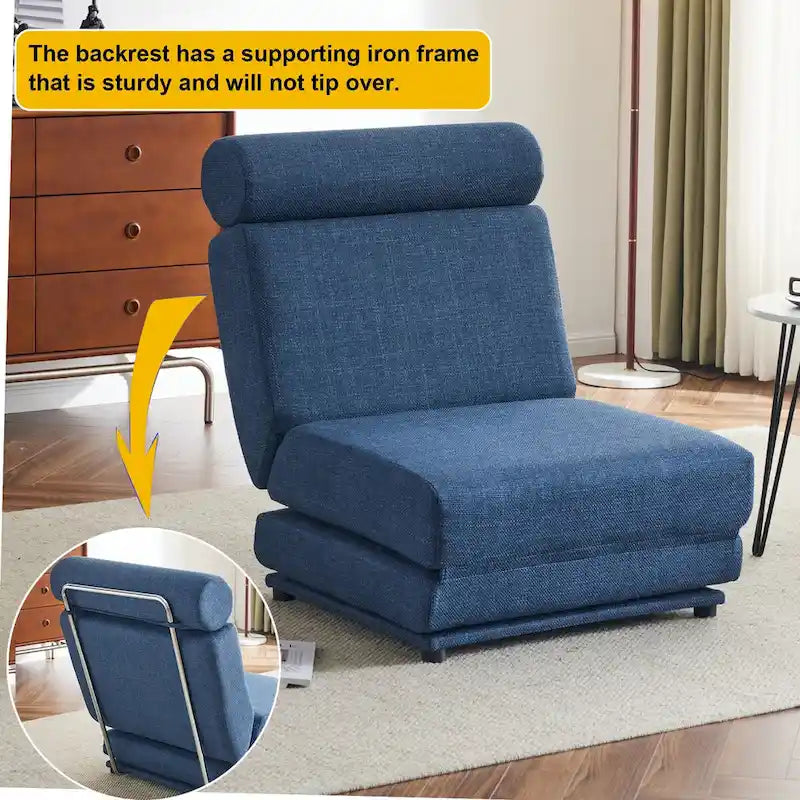 Foldable Single Sofa Chair Bed with Pillow Linen Fabric