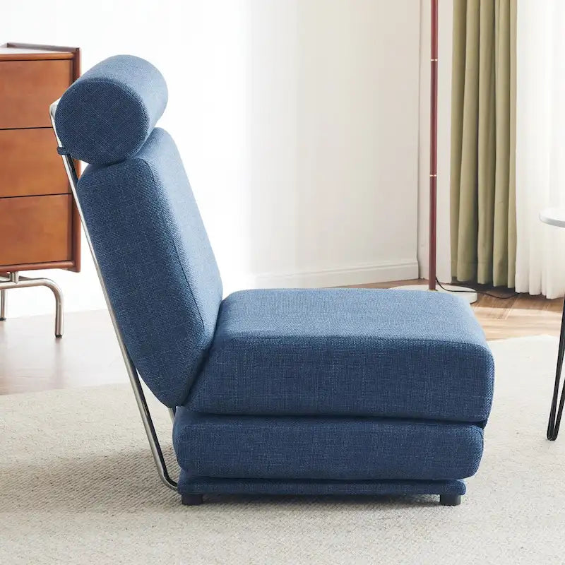 Foldable Single Sofa Chair Bed with Pillow Linen Fabric