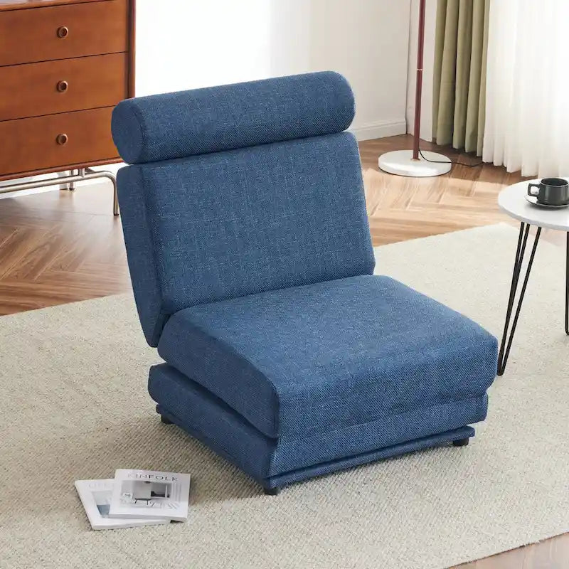 Foldable Single Sofa Chair Bed with Pillow Linen Fabric