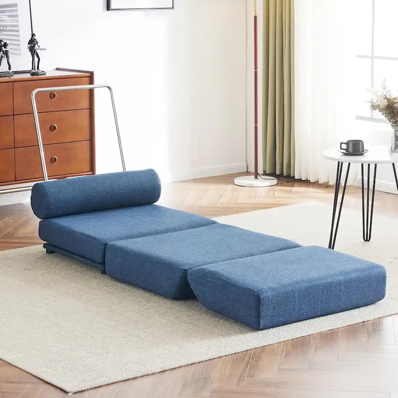 Foldable Single Sofa Chair Bed with Pillow Linen Fabric