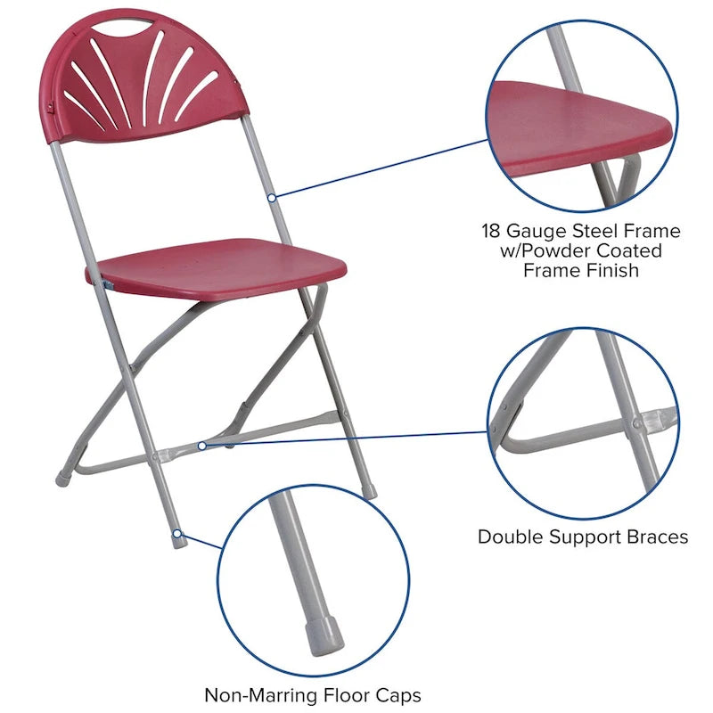 Plastic Fan Back Folding Chair 650 lb Capacity