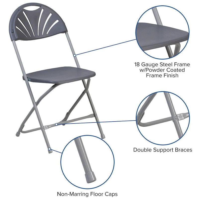 Plastic Fan Back Folding Chair 650 lb Capacity