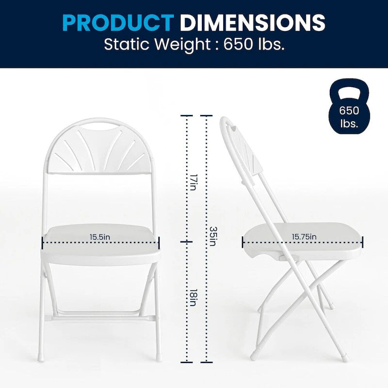 Plastic Fan Back Folding Chair 650 lb Capacity