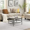 Round Coffee Table with Sintered Stone Top and Metal Frame