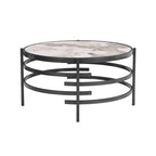 Runder Couchtisch mit Sintersteinplatte und Metallgestell