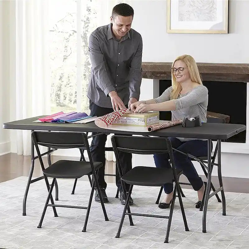 Plastic Fold-in-Half Folding Table Indoor Outdoor
