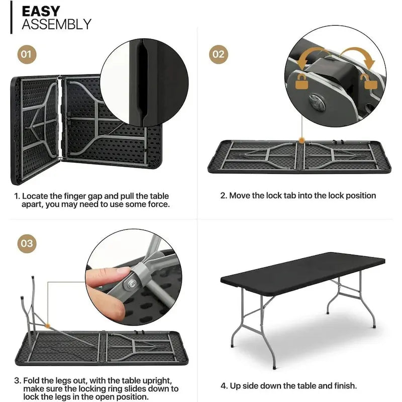 Plastic Fold-in-Half Folding Table Indoor Outdoor