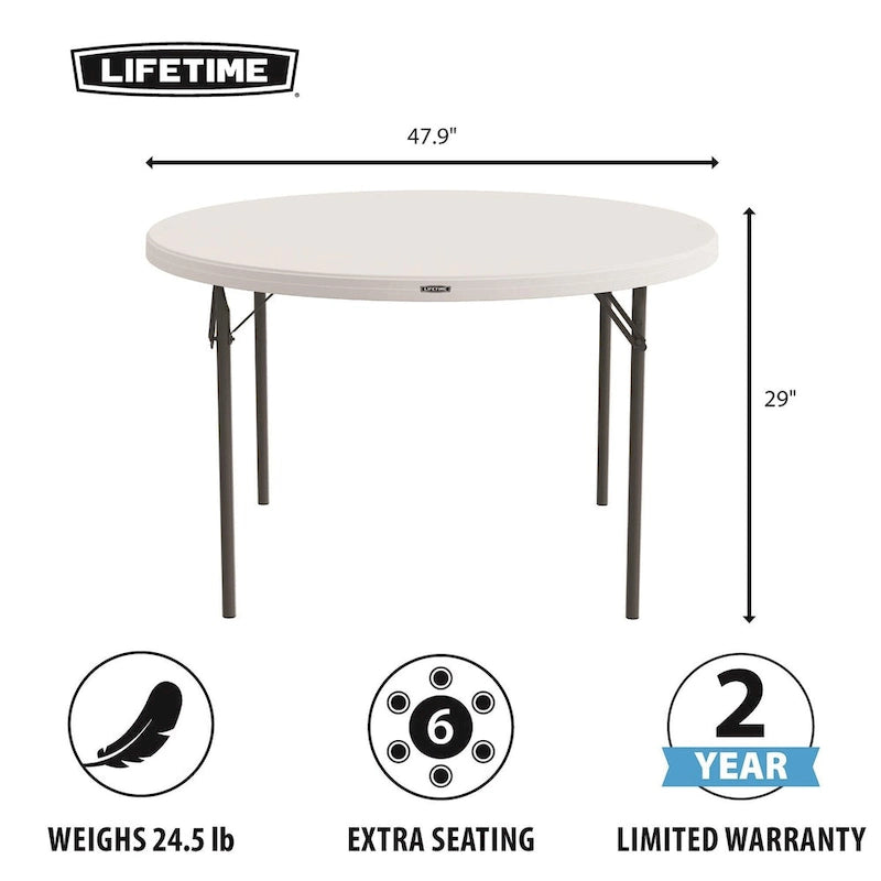 Round Folding Table Indoor Outdoor HDPE Top Powder-Coated Steel