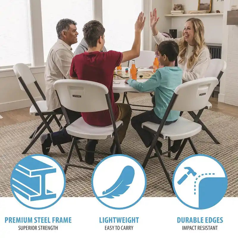 Round Folding Table Indoor Outdoor HDPE Top Powder-Coated Steel
