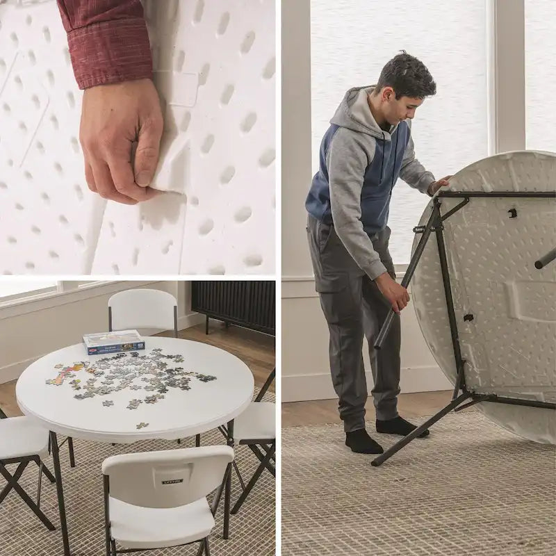 Round Folding Table Indoor Outdoor HDPE Top Powder-Coated Steel