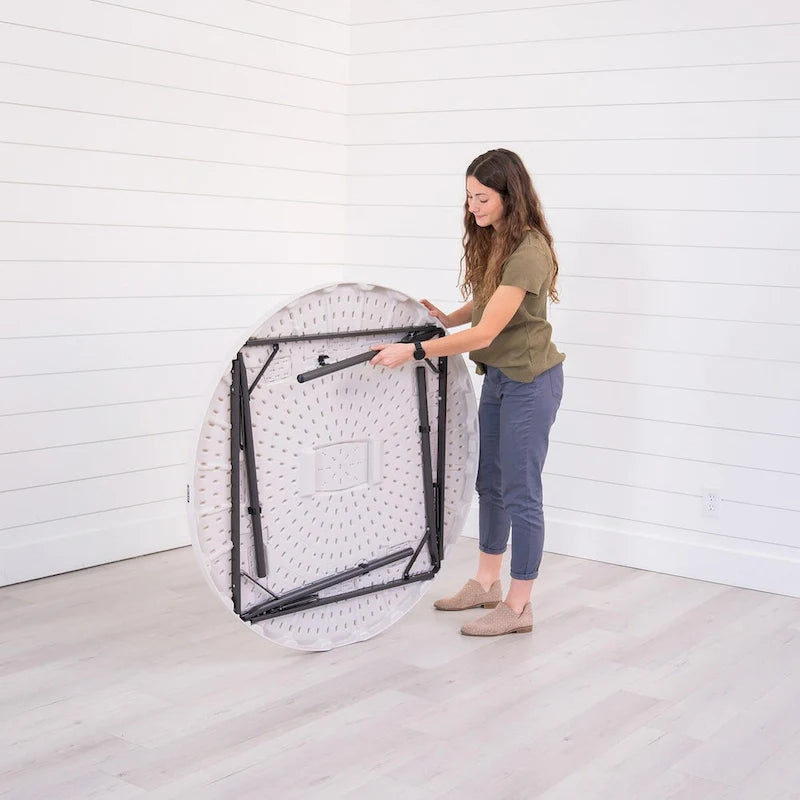 Round Folding Table Indoor Outdoor HDPE Top Powder-Coated Steel