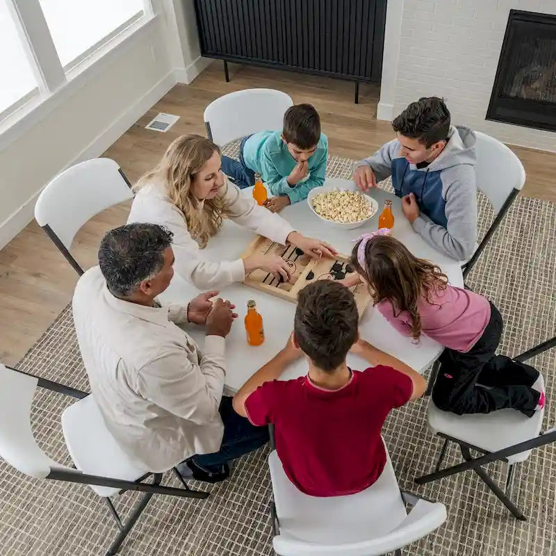 Round Folding Table Indoor Outdoor HDPE Top Powder-Coated Steel
