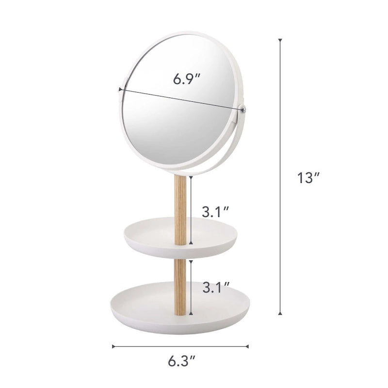 Two-Tier Jewelry Tray with Mirror Steel and Wood
