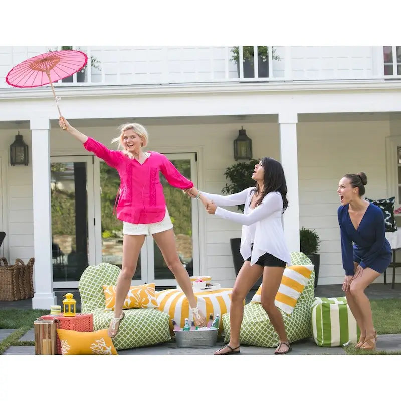Vertical Stripe Ottoman Outdoor Indoor
