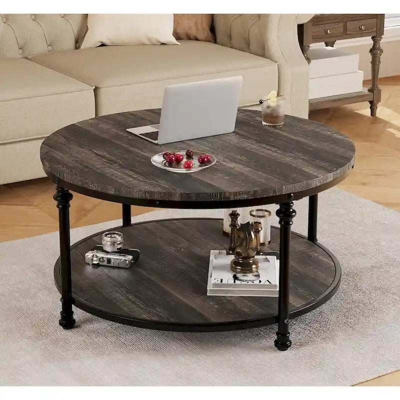 Round Coffee Table 30.31 Industrial Center Table