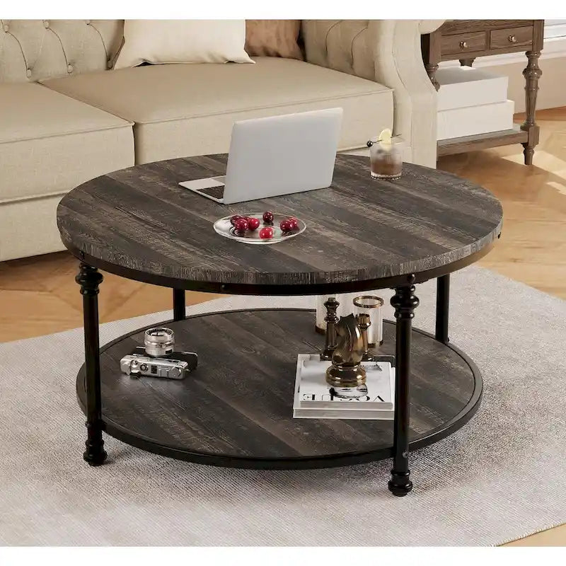 Round Coffee Table 30.31 Industrial Center Table
