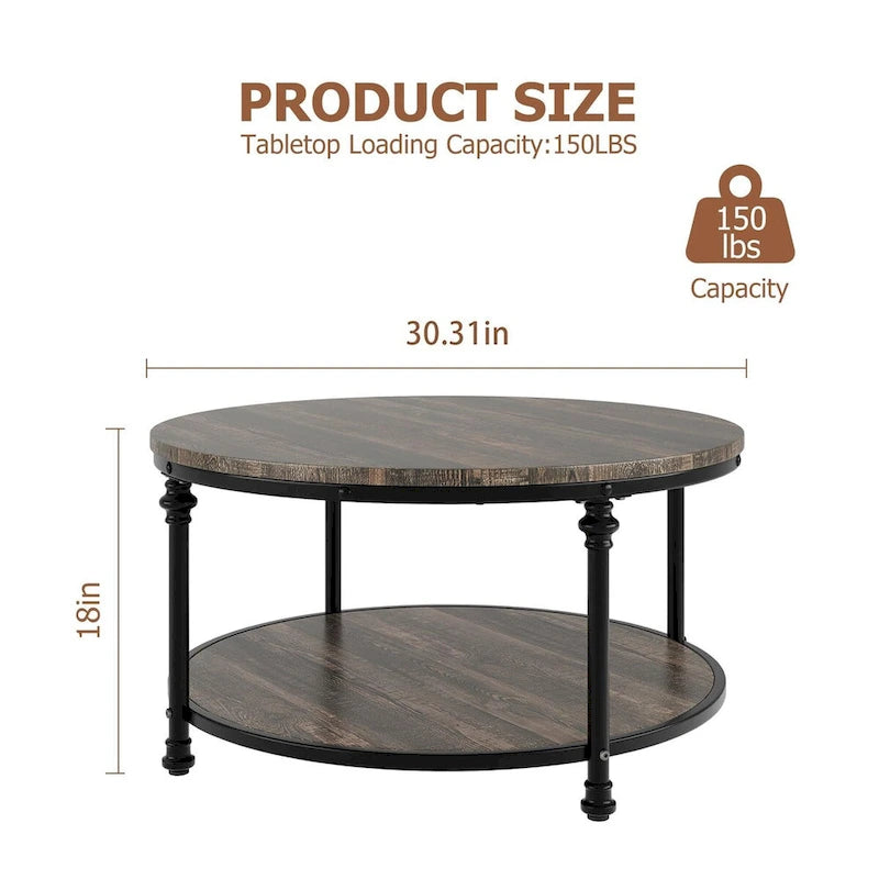 Round Coffee Table 30.31 Industrial Center Table