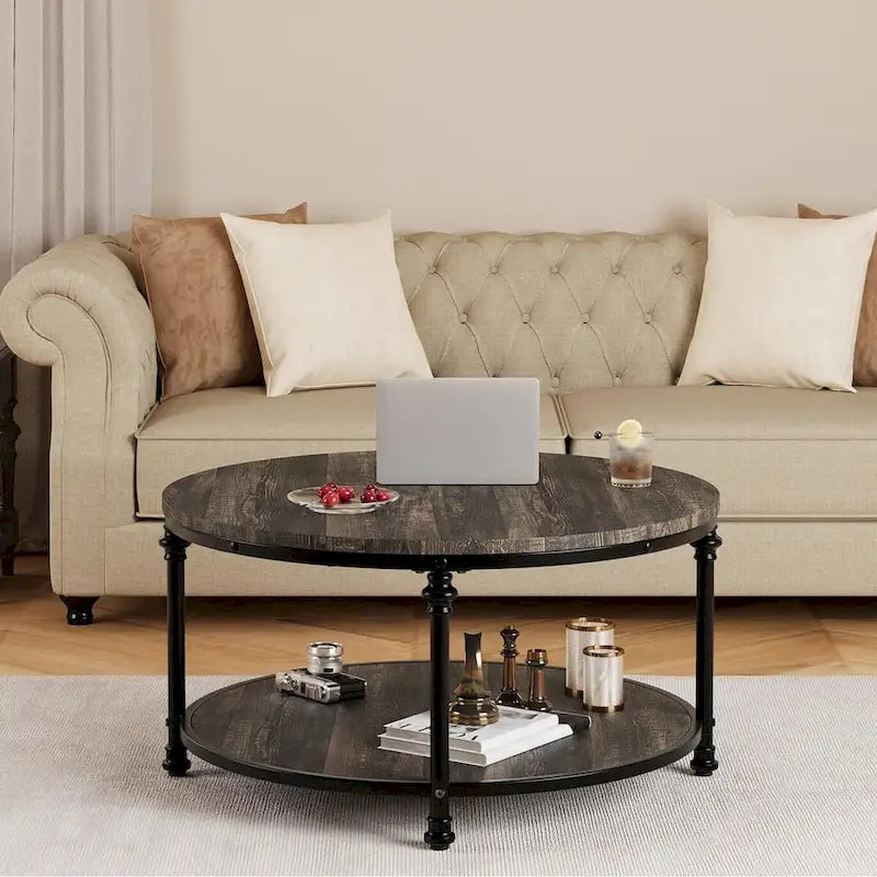 Round Coffee Table 30.31 Industrial Center Table