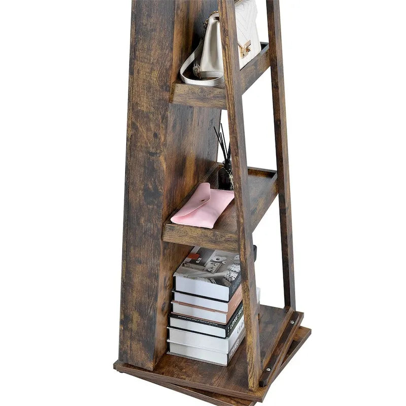 Full-Length Mirror Swivel Jewelry Cabinet with Lock