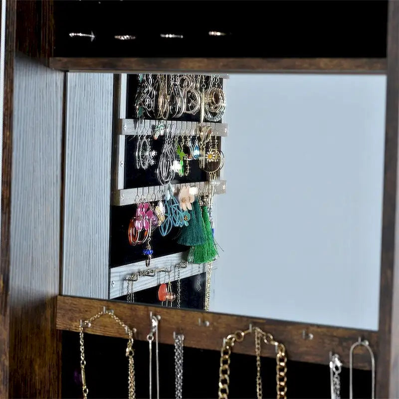 Full-Length Mirror Swivel Jewelry Cabinet with Lock