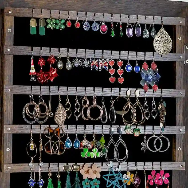 Full-Length Mirror Swivel Jewelry Cabinet with Lock