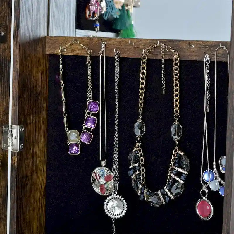Full-Length Mirror Swivel Jewelry Cabinet with Lock