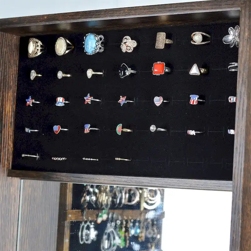 Full-Length Mirror Swivel Jewelry Cabinet with Lock