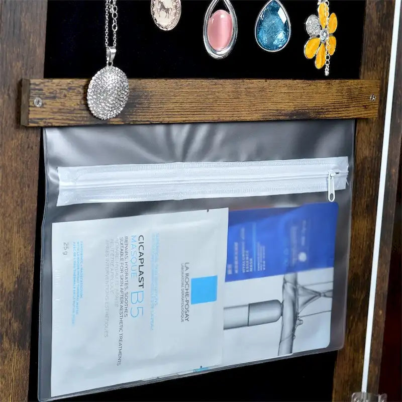 Full-Length Mirror Swivel Jewelry Cabinet with Lock