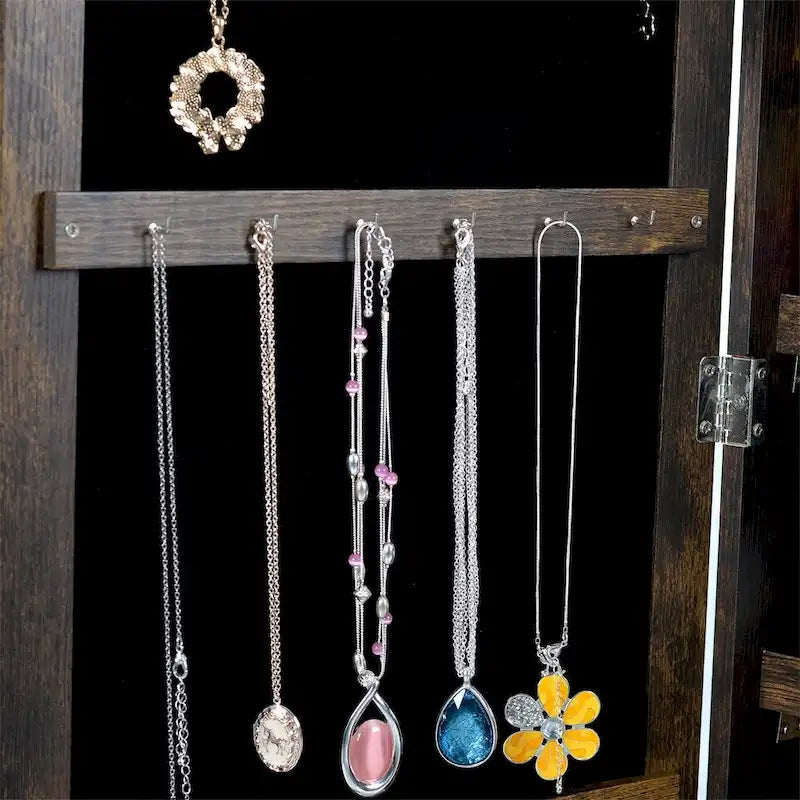 Full-Length Mirror Swivel Jewelry Cabinet with Lock